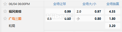 日联杯 06/04 18:00  福冈黄蜂  -  广岛三箭