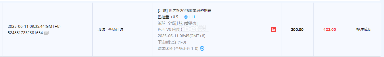滚球追一手南美洲资格赛的巴拉圭下盘收米了