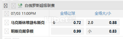 白俄超 07/03 23:00  ML麦克斯林  -  明斯克迪纳摩