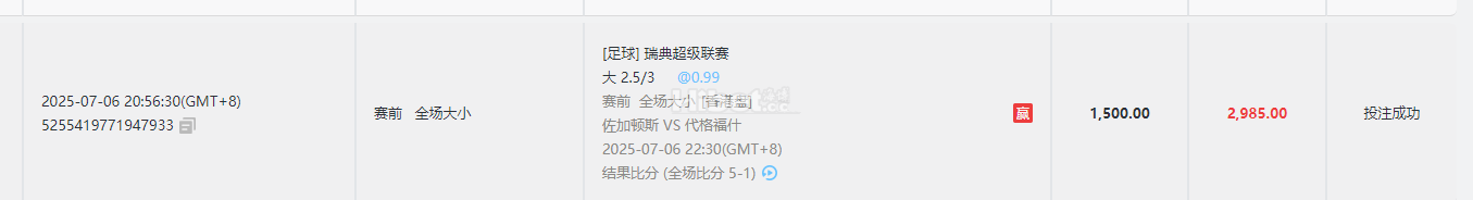 瑞典超下注代格福什大球收米了
