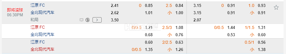韩K联18:30江原FC VS 全北现代